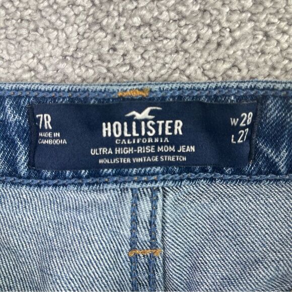 Hollister Mom Jeans Women's 26X25 Blue Straight Ultra High Rise Medium Denim - Picture 5 of 11